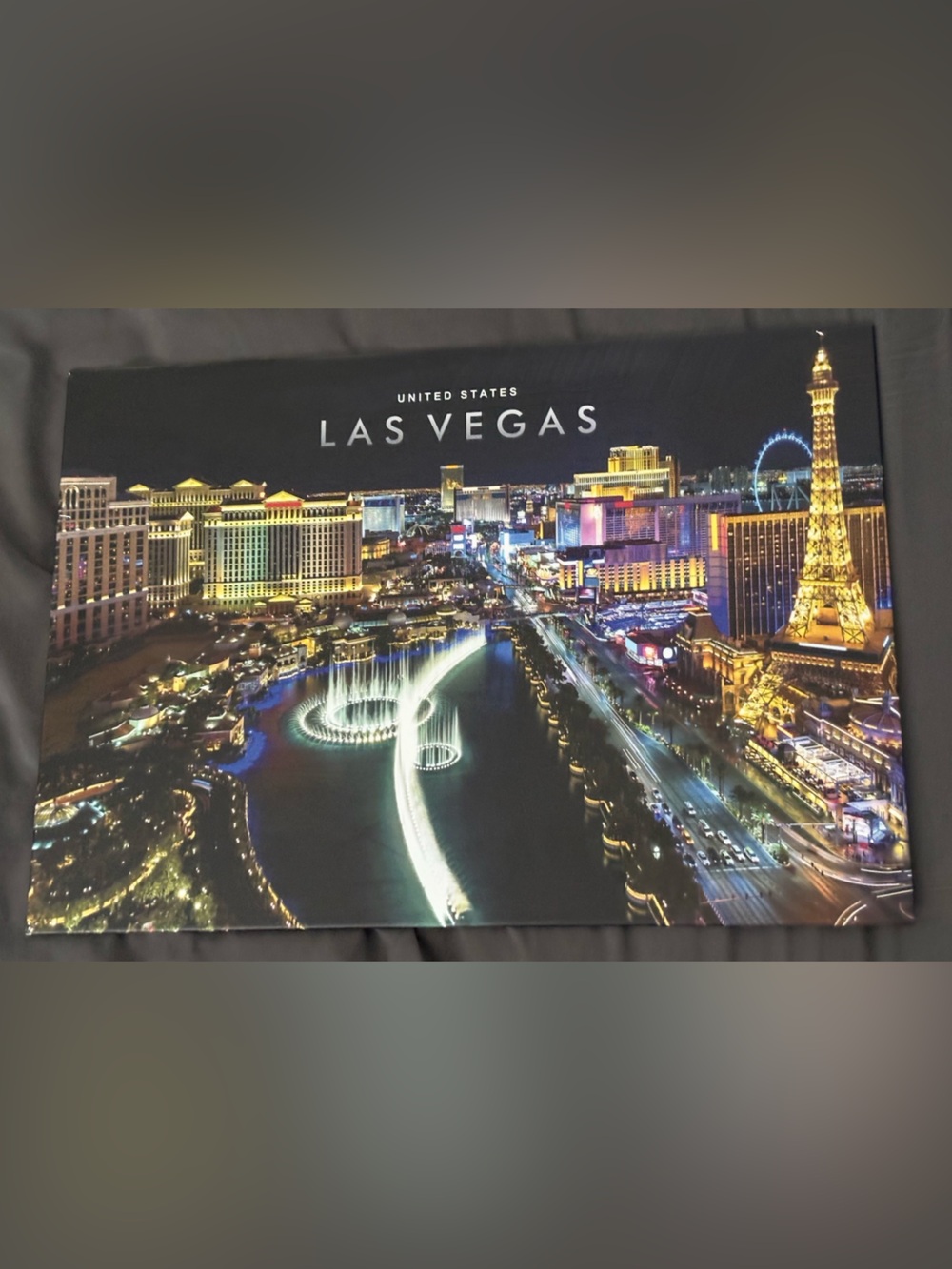 Las Vegas Night Skyline Canvas Wall Art - Black & Gold